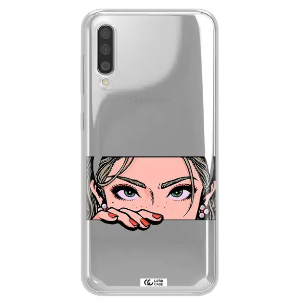 A Cartoon Of A Woman's Face Samsung A50S Clear Tpu Case