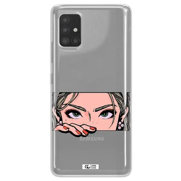 A Cartoon Of A Woman's Face Samsung A51 Clear Tpu Case