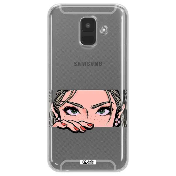 A Cartoon Of A Woman's Face Samsung A6 Clear Tpu Case