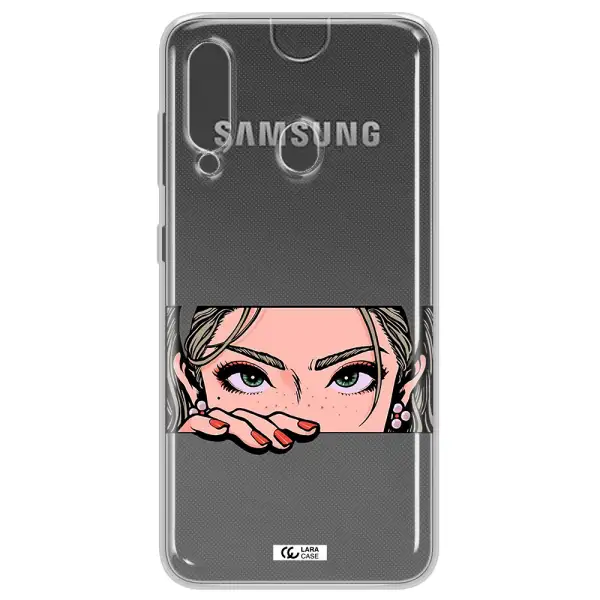 A Cartoon Of A Woman's Face Samsung A60 Clear Tpu Case
