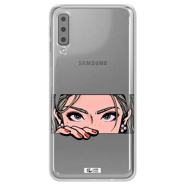 A Cartoon Of A Woman's Face Samsung A7 2018 Clear Tpu Case