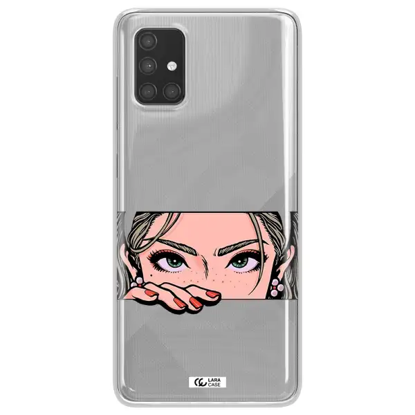 A Cartoon Of A Woman's Face Samsung A71 Clear Tpu Case
