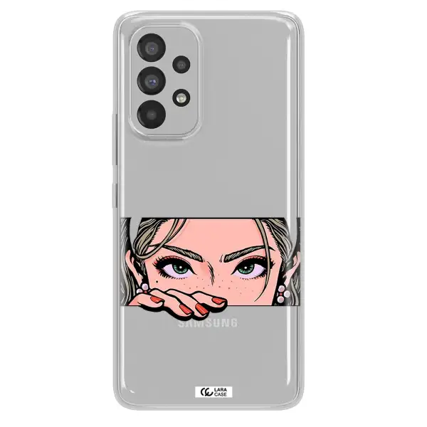 A Cartoon Of A Woman's Face Samsung A73 Clear Tpu Case