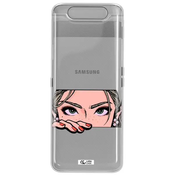 A Cartoon Of A Woman's Face Samsung A80 Clear Tpu Case