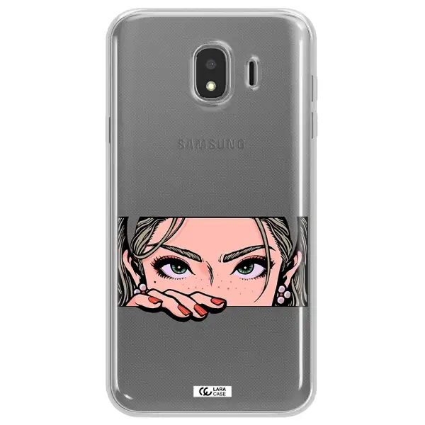 A Cartoon Of A Woman's Face Samsung J4 Clear Tpu Case