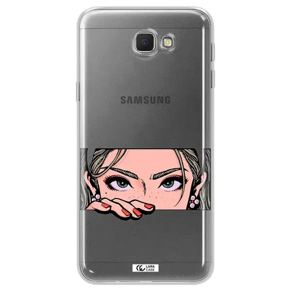 A Cartoon Of A Woman's Face Samsung J5 Prime Clear Tpu Case