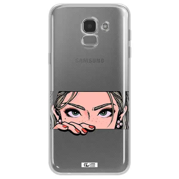A Cartoon Of A Woman's Face Samsung J6 Clear Tpu Case
