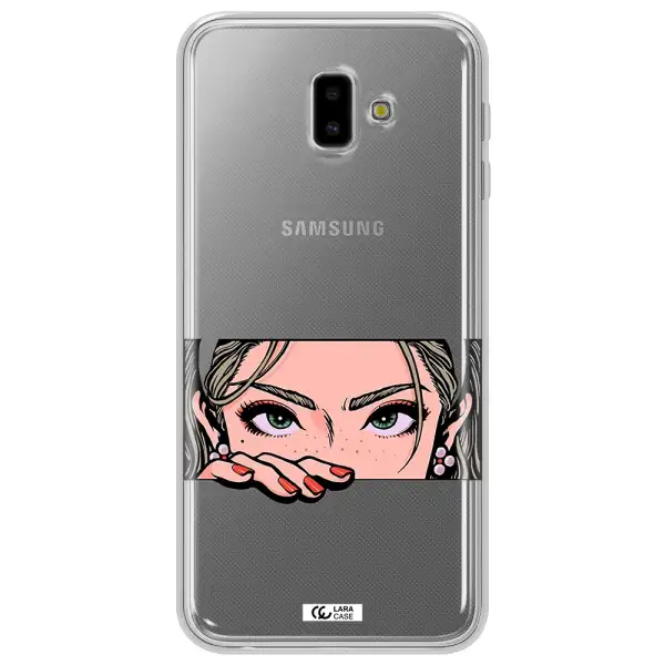 A Cartoon Of A Woman's Face Samsung J6 Plus Clear Tpu Case