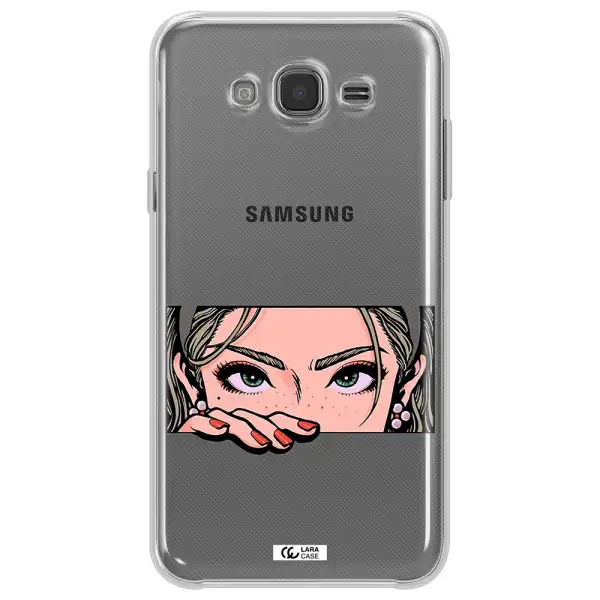 A Cartoon Of A Woman's Face Samsung J7 Clear Tpu Case