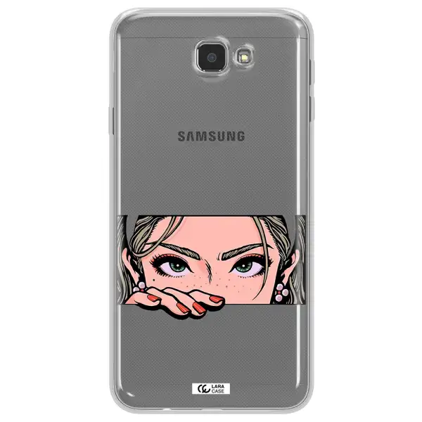 A Cartoon Of A Woman's Face Samsung J7 Prim Clear Tpu Case