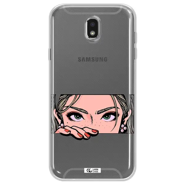 A Cartoon Of A Woman's Face Samsung J7 Pro Clear Tpu Case