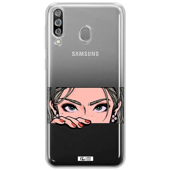 A Cartoon Of A Woman's Face Samsung M30 Clear Tpu Case