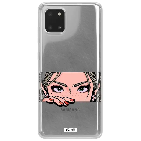 A Cartoon Of A Woman's Face Samsung Note 10 Lite Clear Tpu Case