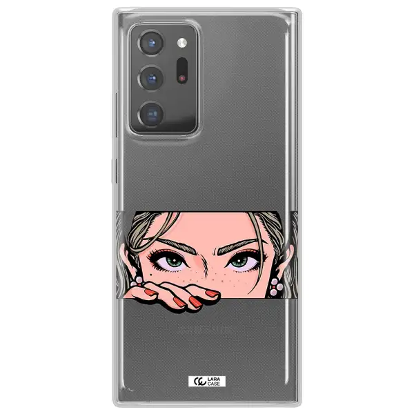 A Cartoon Of A Woman's Face Samsung Note 20 Ultra Clear Tpu Case