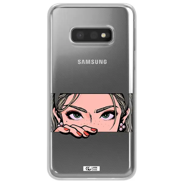 A Cartoon Of A Woman's Face Samsung S10E Clear Tpu Case