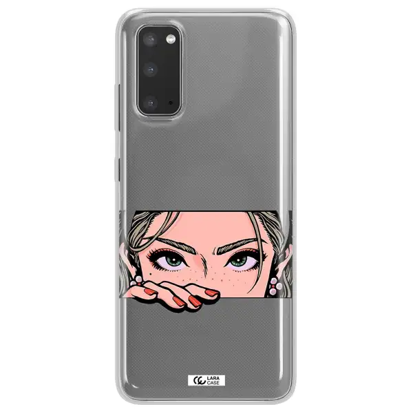 A Cartoon Of A Woman's Face Samsung S20 Clear Tpu Case