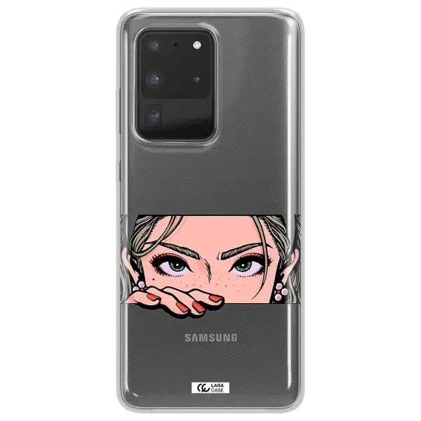 A Cartoon Of A Woman's Face Samsung S20 Ultra Clear Tpu Case