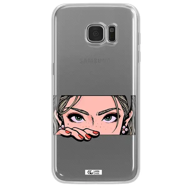 A Cartoon Of A Woman's Face Samsung S7 Edge Clear Tpu Case
