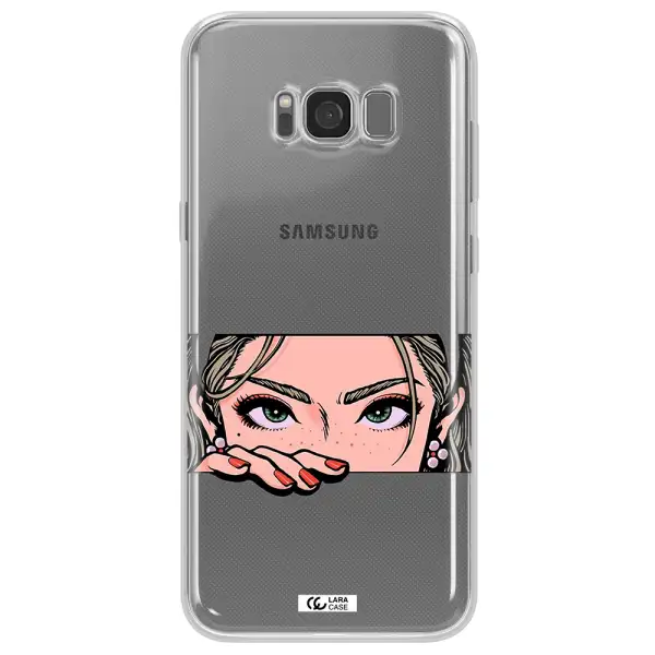 A Cartoon Of A Woman's Face Samsung S8 Clear Tpu Case