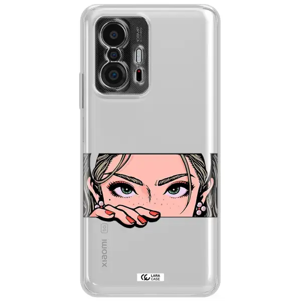 A Cartoon Of A Woman's Face Xiaomi 11T Clear Tpu Case