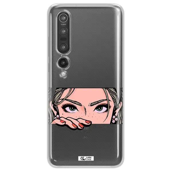 A Cartoon Of A Woman's Face Xiaomi Mi 10 Pro Clear Tpu Case