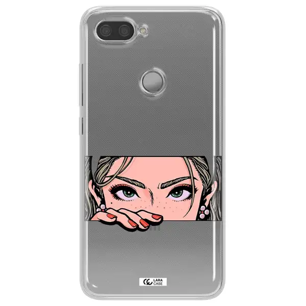 A Cartoon Of A Woman's Face Xiaomi Mi 8 Lite Clear Tpu Case