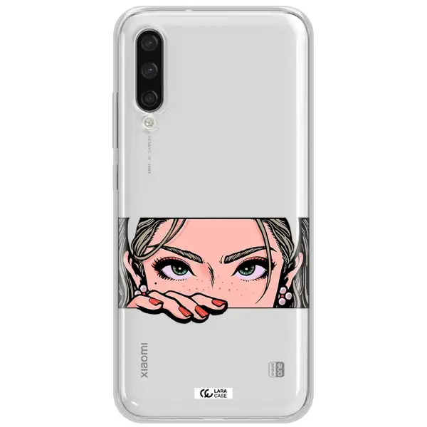 A Cartoon Of A Woman's Face Xiaomi Mi A3 Clear Tpu Case
