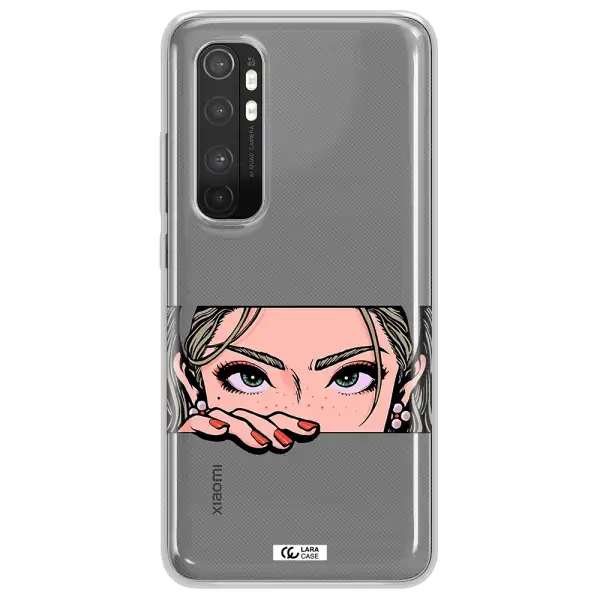 A Cartoon Of A Woman's Face Xiaomi Mi Note 10 Lite Clear Tpu Case