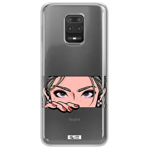 A Cartoon Of A Woman's Face Xiaomi Note 9S Clear Tpu Case