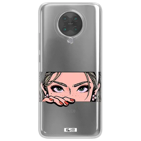 A Cartoon Of A Woman's Face Xiaomi Poco F2 Pro Clear Tpu Case
