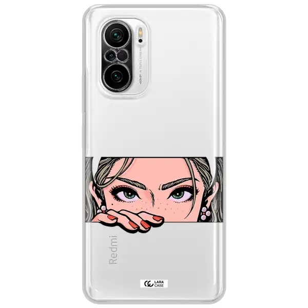 A Cartoon Of A Woman's Face Xiaomi Poco F3 Clear Tpu Case
