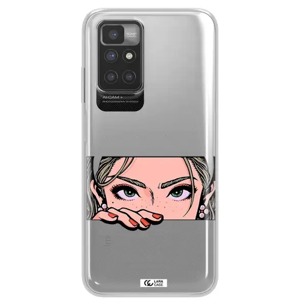 A Cartoon Of A Woman's Face Xiaomi Redmi 10 Clear Tpu Case