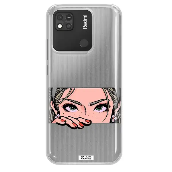 A Cartoon Of A Woman's Face Xiaomi Redmi 10A Clear Tpu Case