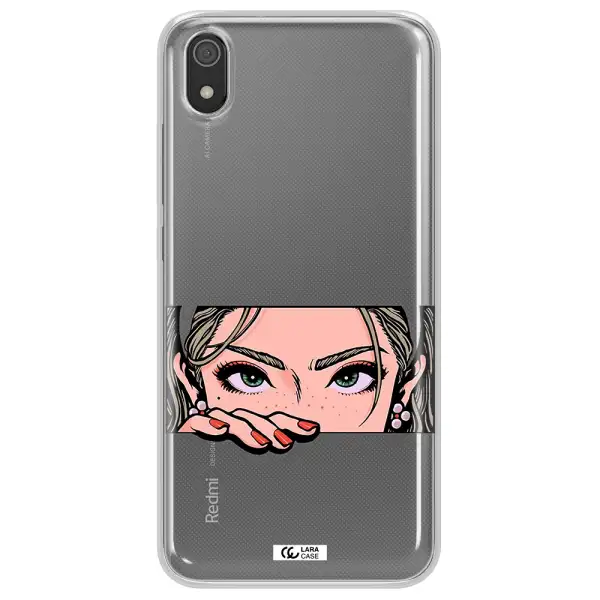 A Cartoon Of A Woman's Face Xiaomi Redmi 7A Clear Tpu Case