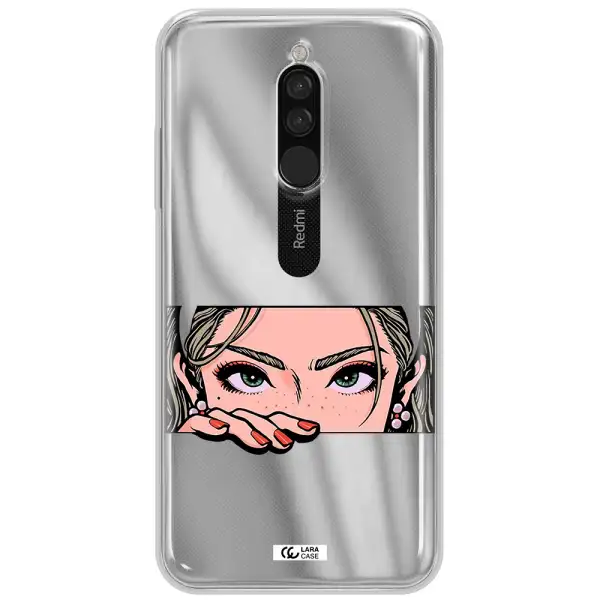 A Cartoon Of A Woman's Face Xiaomi Redmi 8 Clear Tpu Case