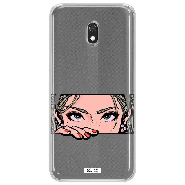 A Cartoon Of A Woman's Face Xiaomi Redmi 8A Clear Tpu Case
