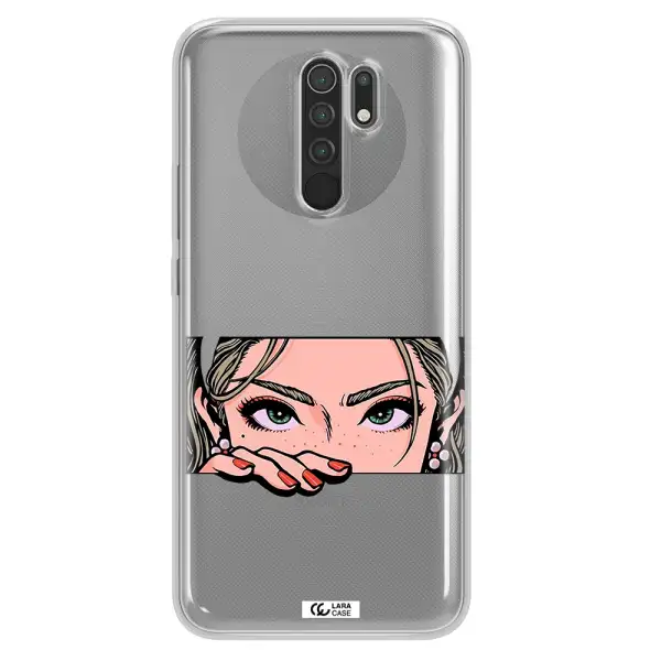 A Cartoon Of A Woman's Face Xiaomi Redmi 9 Clear Tpu Case