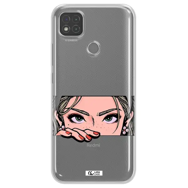 A Cartoon Of A Woman's Face Xiaomi Redmi 9C Clear Tpu Case