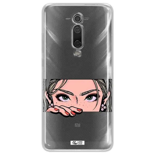 A Cartoon Of A Woman's Face Xiaomi Redmi K20 Clear Tpu Case