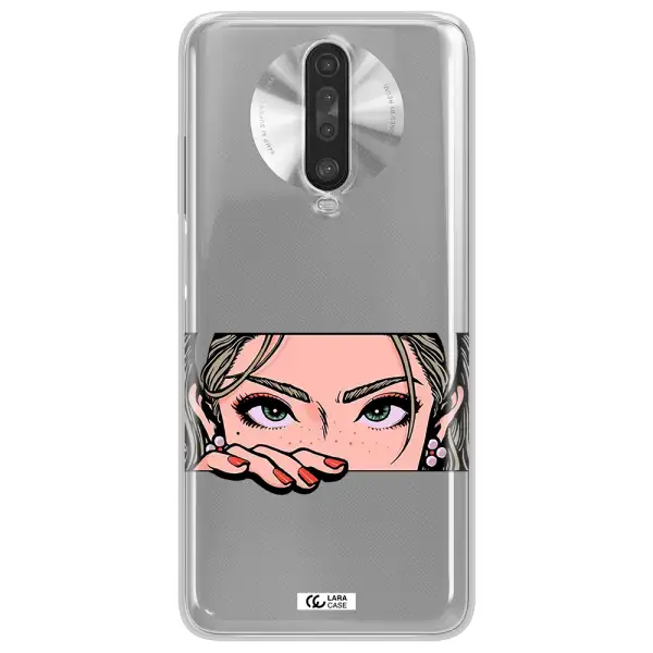A Cartoon Of A Woman's Face Xiaomi Redmi K30 Clear Tpu Case