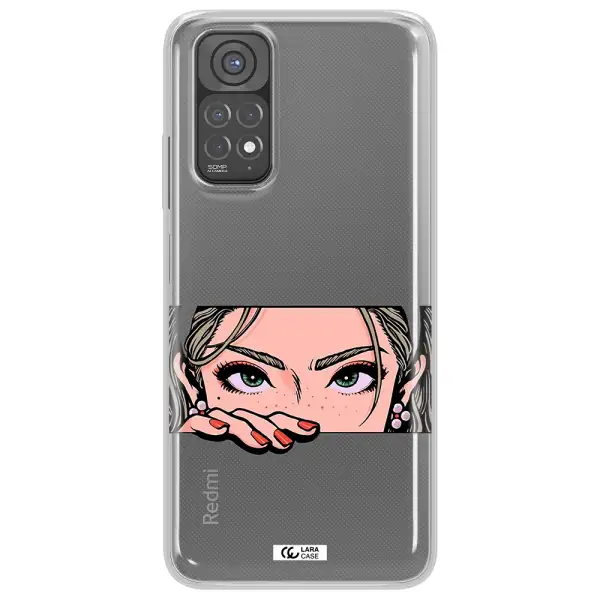 A Cartoon Of A Woman's Face Xiaomi Redmi Note 11 Clear Tpu Case