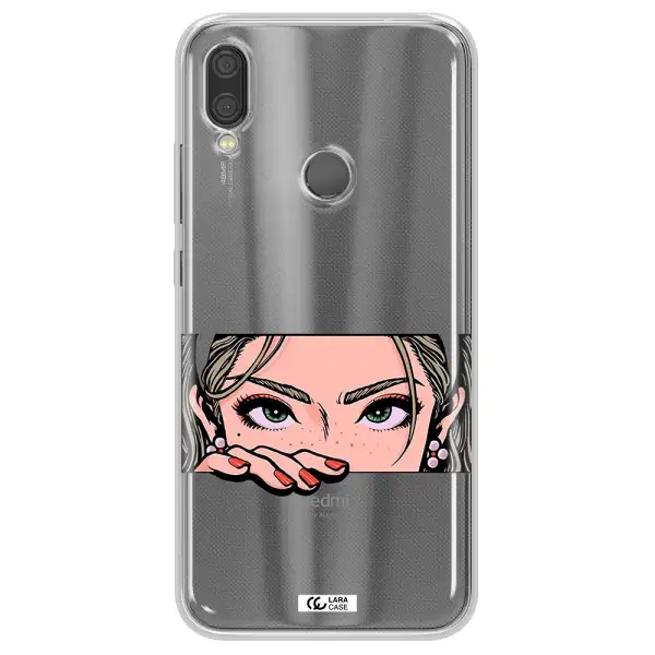 A Cartoon Of A Woman's Face Xiaomi Redmi Note 7 Clear Tpu Case