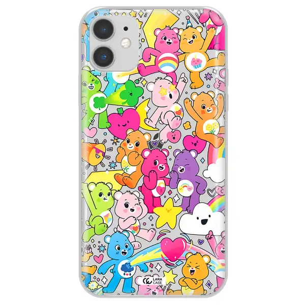 a pattern of cartoon bears Apple iPhone 11 Clear TPU Case