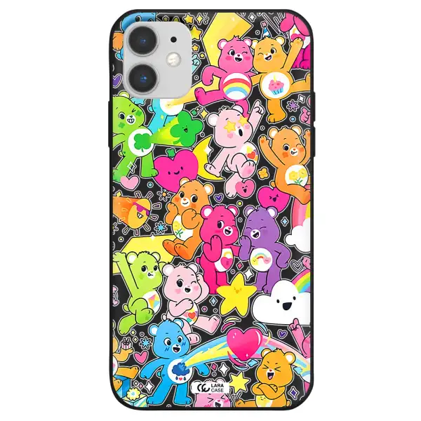 a pattern of cartoon bears Apple iPhone 11 Silicone black Case