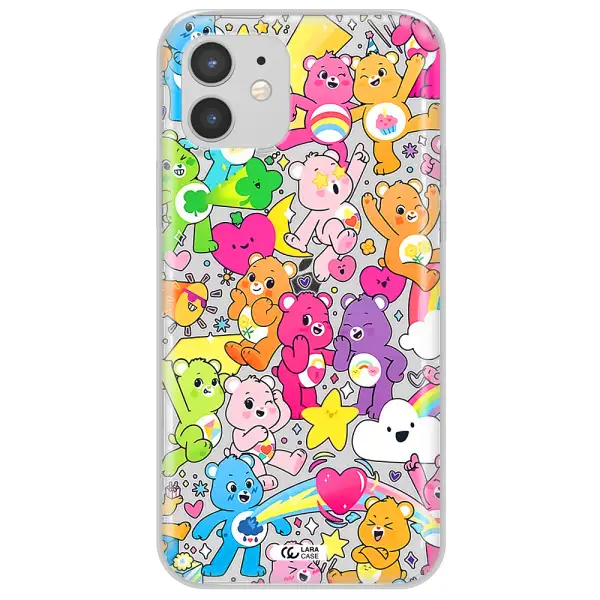 a pattern of cartoon bears Apple iPhone 12 Clear TPU Case