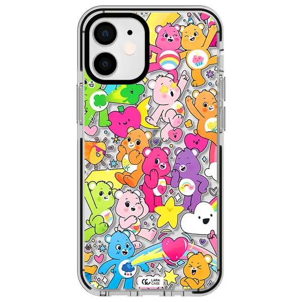 a pattern of cartoon bears Apple iPhone 12 mini impact black border Case