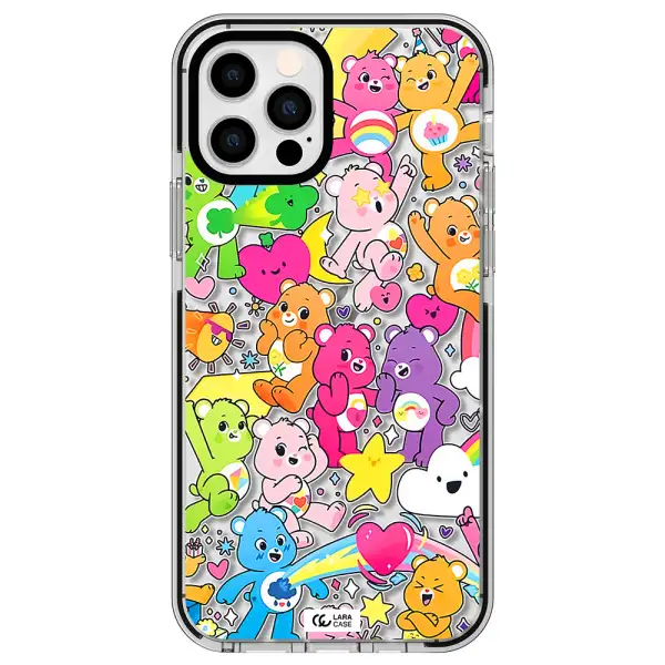 a pattern of cartoon bears Apple iPhone 12 pro impact black border Case
