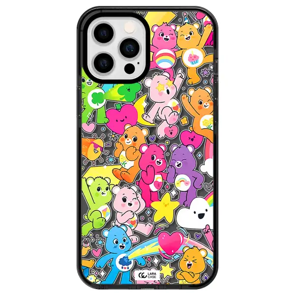 a pattern of cartoon bears Apple iPhone 12 pro max impact Smoke Black Case