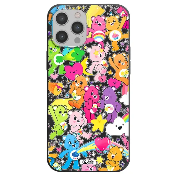 a pattern of cartoon bears Apple iPhone 12 pro Silicone black Case