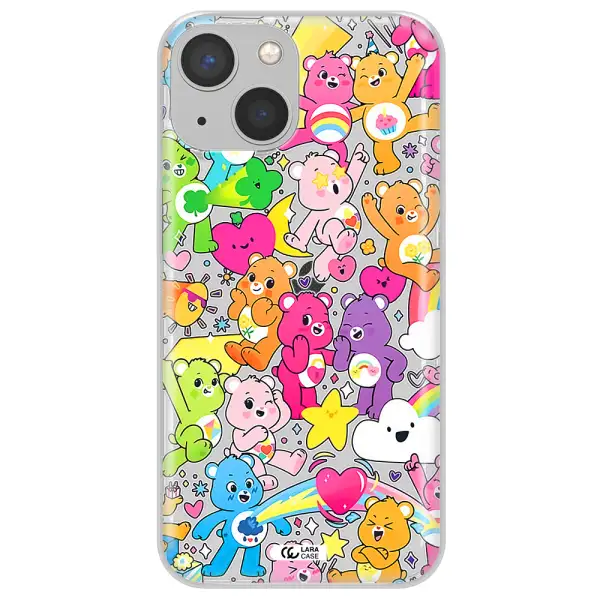 a pattern of cartoon bears Apple iPhone 13 Clear TPU Case